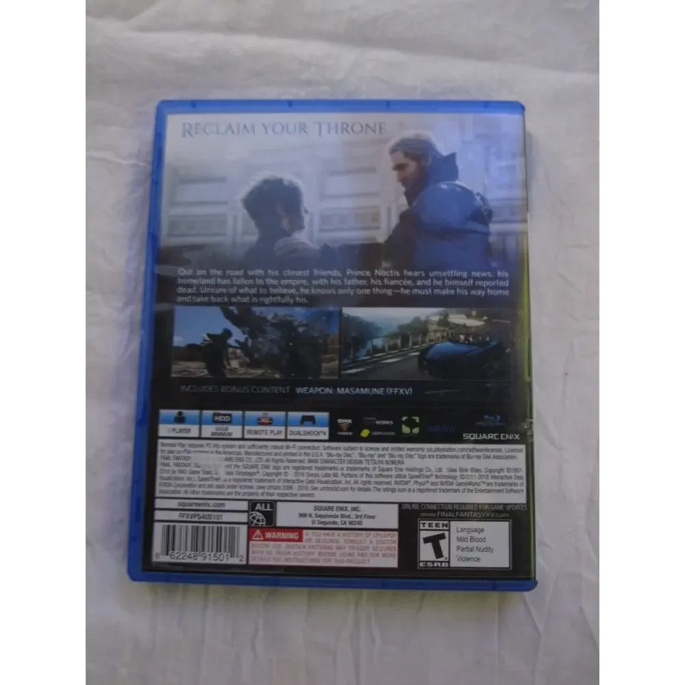 Sony PS4 Play Station Day One Edition Final Fantasy‎ XV Game Case and Disc Teen